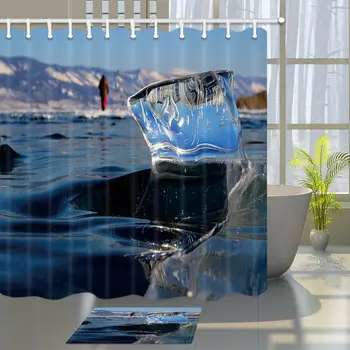 

Beating water wave Bathroom Shower Curtain Bath Decor Fabric & 12hook Uniquee