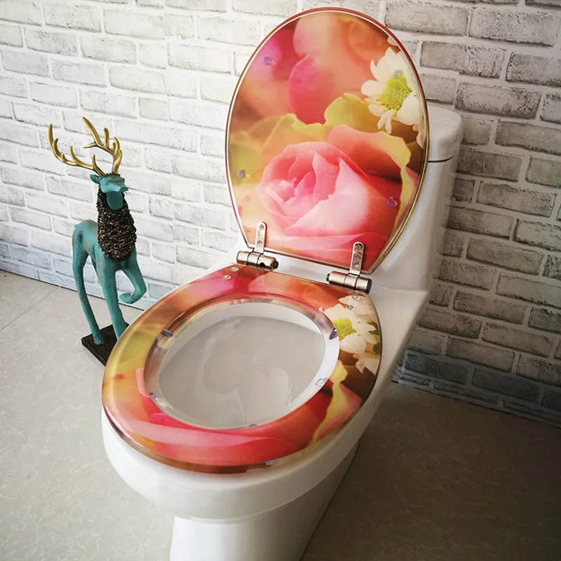 toilet seats B Различные стили буфера толстой смолы искусства сиденья для унитаза OUV универсальный стиль, нержавеющая сталь медленно вниз аксессуары для шарниров, J19395 - Цвет: toilet seats B