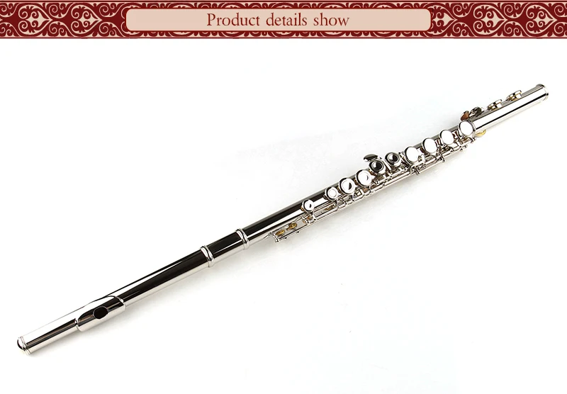 Новое поступление, Западная концертная флейта C ключом, 17 отверстий, флейта, никелированный духовой инструмент, серебряный цвет, музыкальная флейта