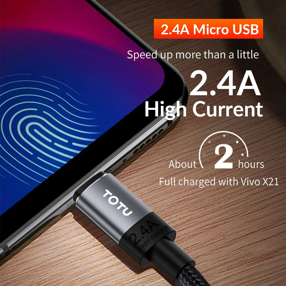 TOTU usb type C кабель 5A для huawei samsung Galaxy S10 Plus Быстрая зарядка Micro USB кабель 2.4A для Xiaomi Tablet Android кабель