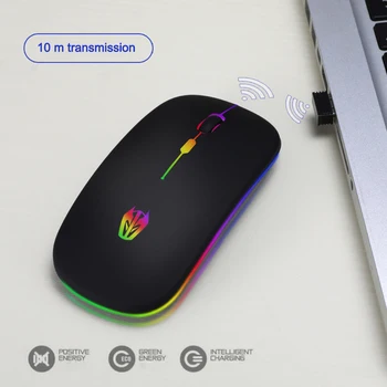 

Wireless Mouse 2.4GHz Receiver 1600DPI Rechargeable Colorful Backlight Office Gaming Mice for Laptop PC with USB Receiver