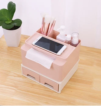 

2020 Makeup Storage Box Offices Desktop Plastic Cosmetic Organizer Container Multifunctional Sundries Storage Tissue Box