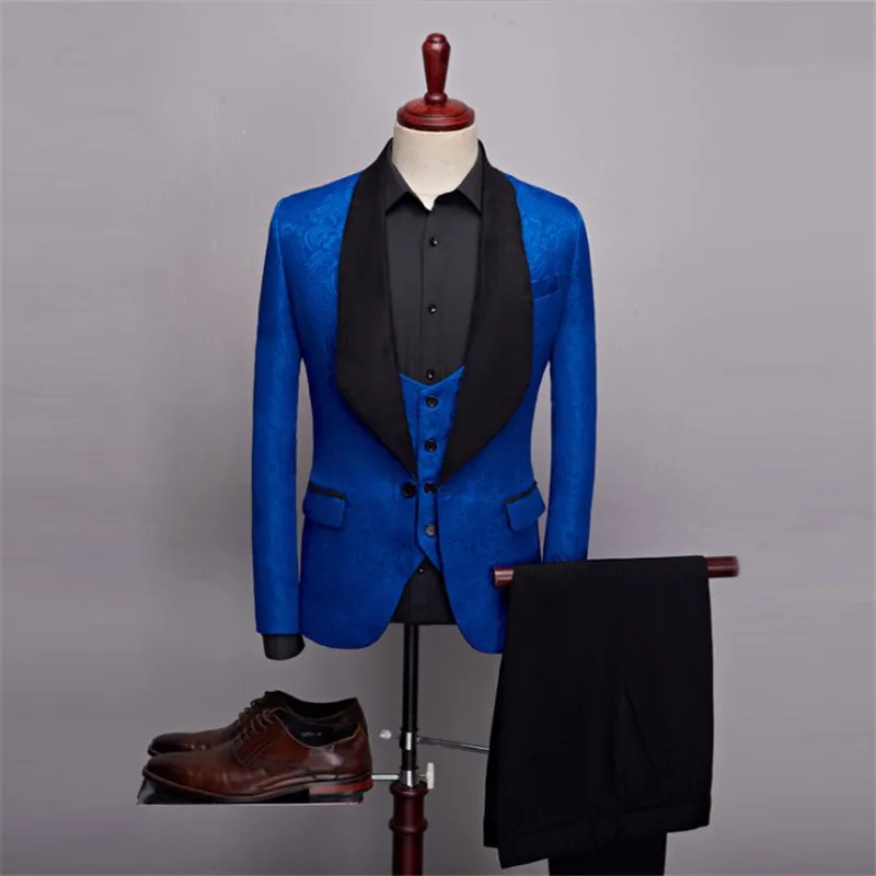Жаккардовый мужской костюм из трех предметов для деловых встреч, свадеб, выступлений, вечерние, обеденных съемок - Цвет: As Picture