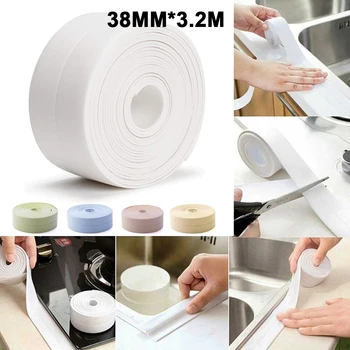 

3.2 Meters Bathroom Shower Sink Bath Sealing Strip Tape White PVC Self adhesive Waterproof Wall sticker for Bathroom Kitchen