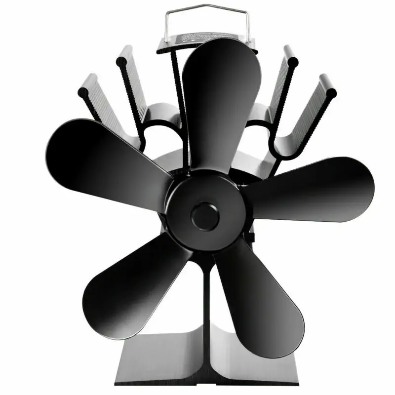 Wood Stove Fan Heat Powered Fireplace Log Wood Burner Silent Eco-friendly Fan 5 Blade Fan Chimney Heat Distributio