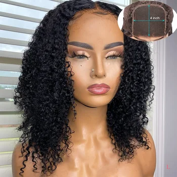 

150% Short Curly Bob Wigs Lace Closure 4*4 Human Hair Wigs For Women Natural Hairline Remy Brazilian Plucked Lace CLosure Wigs