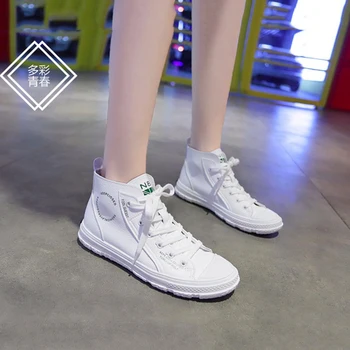 

Women Casual Shoes 2020 Spring PU Leather Women Shoes Flats platform Fashion Women Shoes High Top Lightweight Off White Sneakers