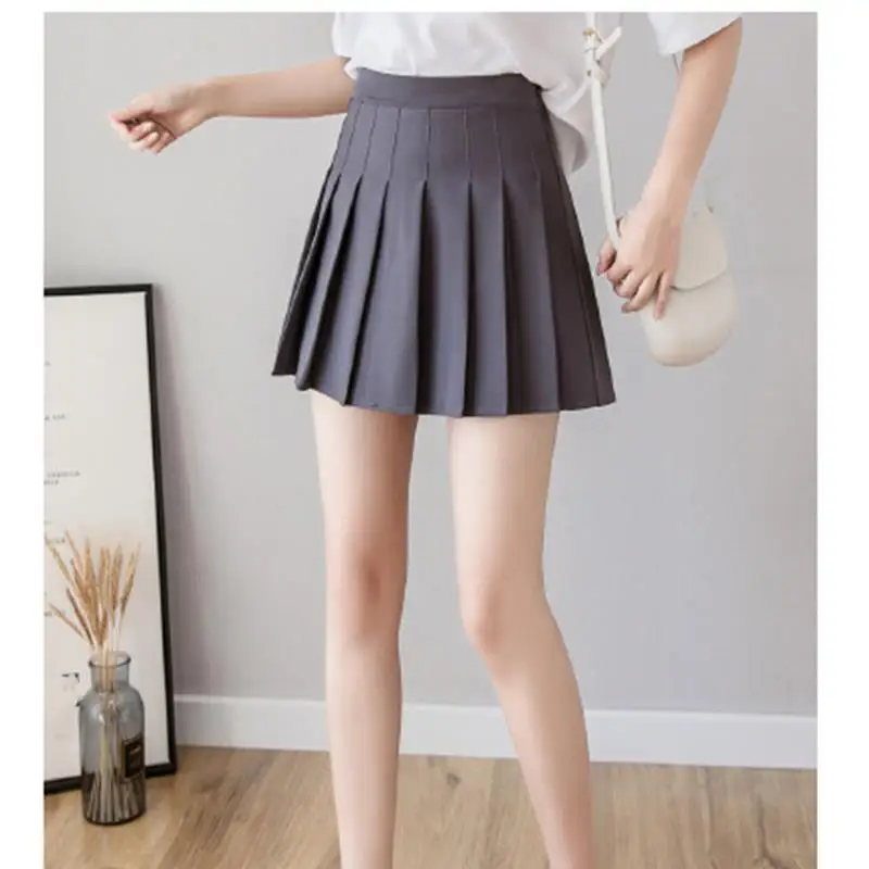 Лохматые мини-юбки трапециевидной формы в стиле ампир, женские милые плиссированные юбки, модные новые однотонные юбки с высокой талией