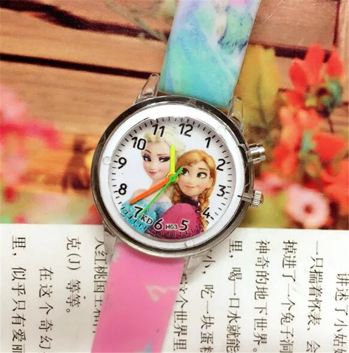 Новые милые детские часы, наручные часы с героями мультфильмов, Детские кварцевые наручные часы для мальчиков, часы для девочек, B043 - Цвет: pink with light
