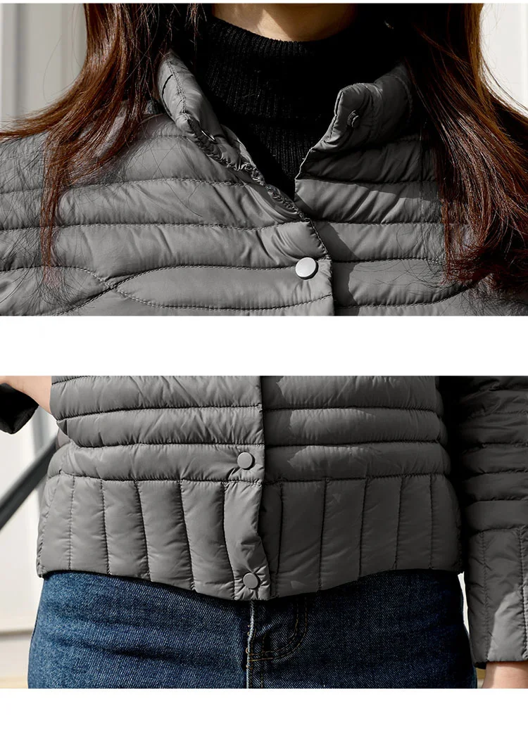 Женская зимняя короткая куртка ультра легкий пуховик женский портативный утиный пух пальто куртки легкие парки