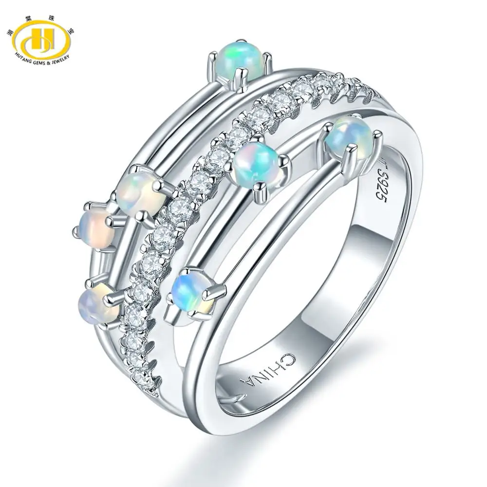 Natural Opal 925 Silver Ring for Women Real Gemstone Sterling Silver Women's Ring Classic Design Exquisite Style Anniversary