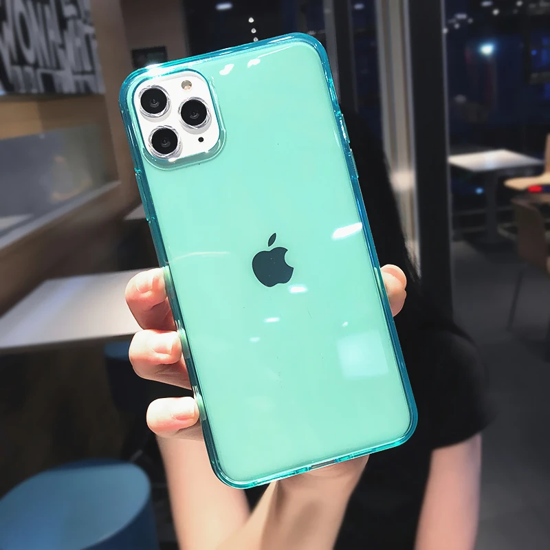 Прозрачный однотонный чехол карамельных цветов для iPhone 11Pro XS Max 6 6s 7 8 Plus X XR мягкая