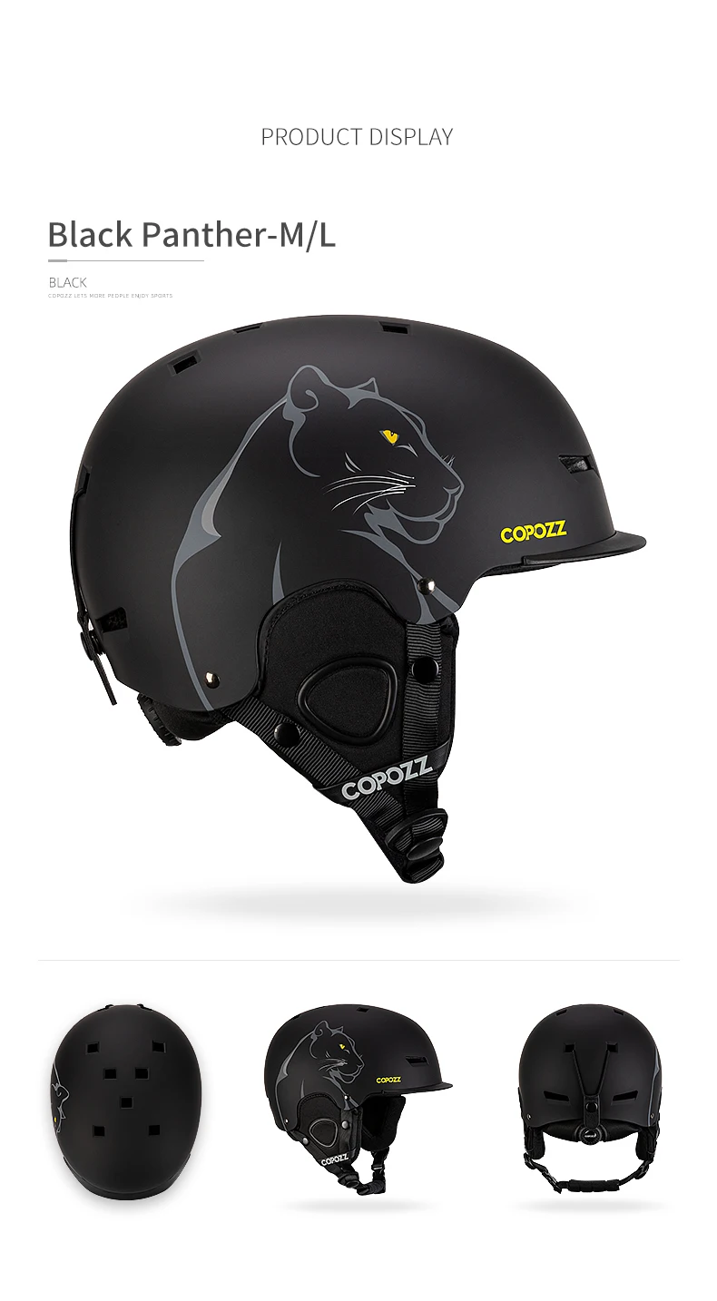 COPOZZ Nouveau casque de ski dessins animés casque de sécurité anti-impact à moitié couvert cyclisme ski snowboard casque de sport pour adultes et enfants