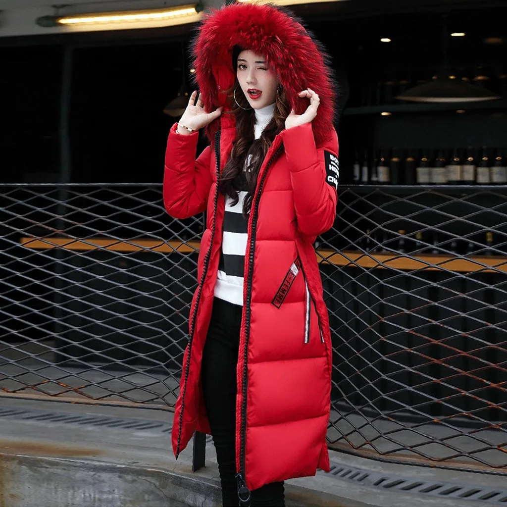 Модная повседневная женская одежда зимние женские пальто с капюшоном на молнии с широкой талией, плотная теплая куртка, женские длинные парки# J30