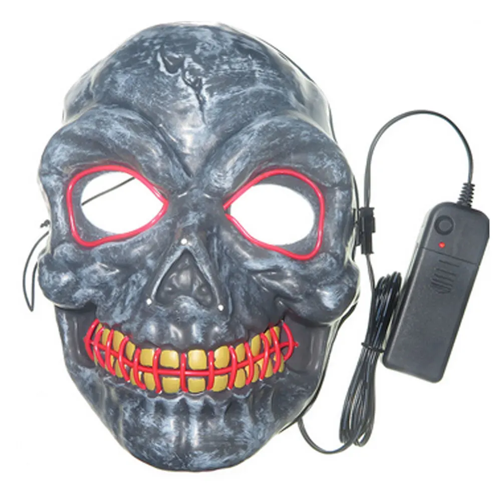 Светодиодный светильник на Хэллоуин, неоновые маски в виде черепа, светящиеся мигающие маски для лица, Вечерние Маски для косплея, DJ, светящиеся в темноте, 7 цветов