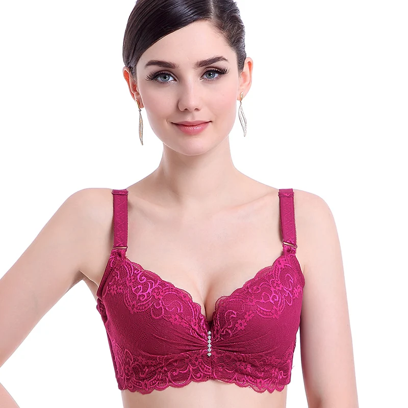 Free Shipping women's Full Cup bras woman big chest gather bust bodice 40C  breast form siren brassiere lady sweet slim intimates - AliExpress
