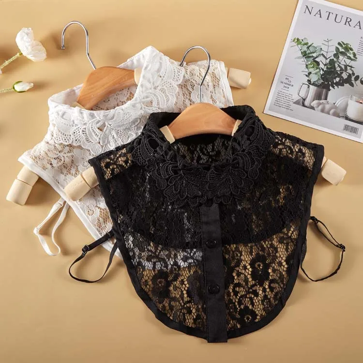

Vintage Women Fake Collars Detachable Collar Ladies Lace Floral Blouse Half Shirt Decoration Flase Collar Tie Nep Kraagie