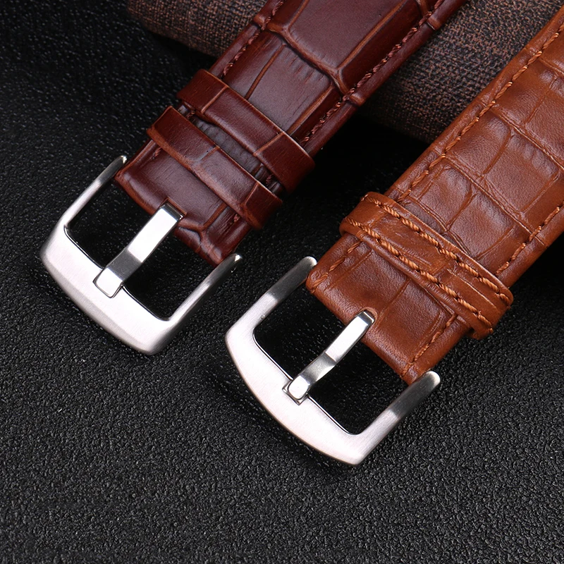 Genuine Calf Leather Watch Strap with Steel Clasp - 23MM Men's Bracelet