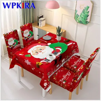 

Elastic Table Cloths Rectangular Santa Claus Tablecloth Waterproof Oilcloth Dining Desk Cover Cloth Christmas Decora ZB-TC019