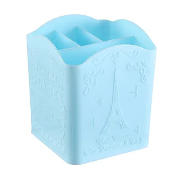 

Cosmetic Pen Holder Makeup Brush Cases Mini Eiffel Tower 4 Compartments Multifunctional Desk Storage Box Nail Art Tool Organizer