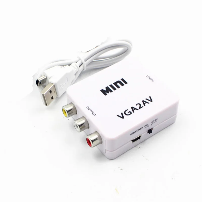 VGA to AV Mini Converter Scaler Adapter Support 1080P VGA2AV Converter PC to TV HD Computer TV