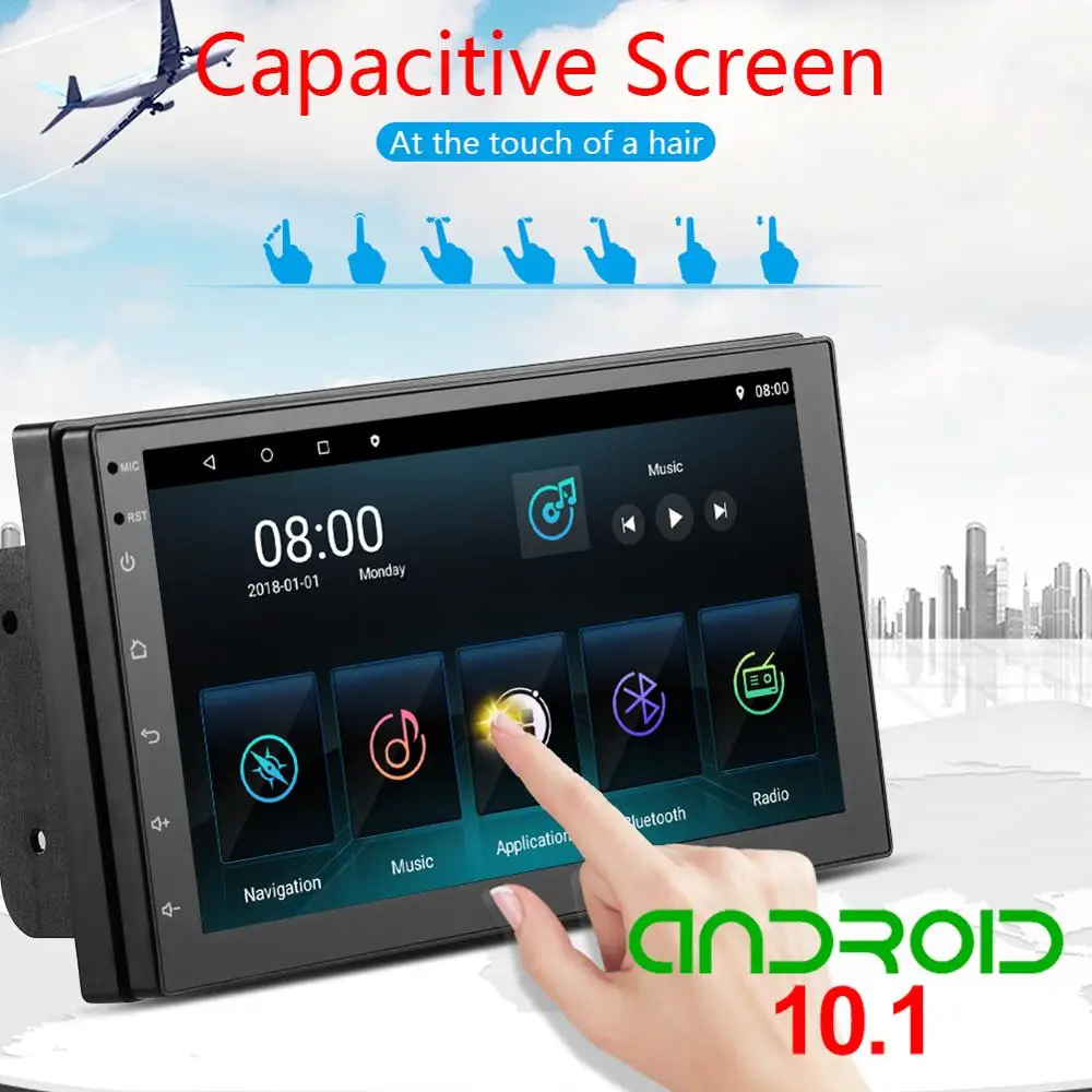 

Bluetooth Double Din In-Dash MP5/4/3 Player with GPS 7" Touch Screen Android 10.0 FM Radio Receiver