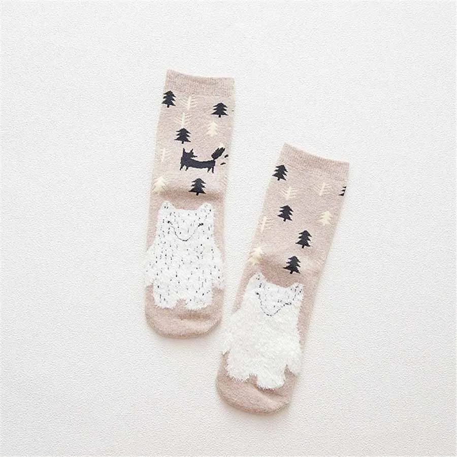 Осенне-зимние теплые махровые носки с петельками и рисунками животных в японском стиле для колледжа повседневные милые носки Рождественский подарок - Цвет: 19
