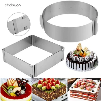 

Adjustable Mousse Ring 3D Round & Square Cake Mold Stainless Steel Baking Mould Kitchen Dessert accessories Cake Decorating Tool