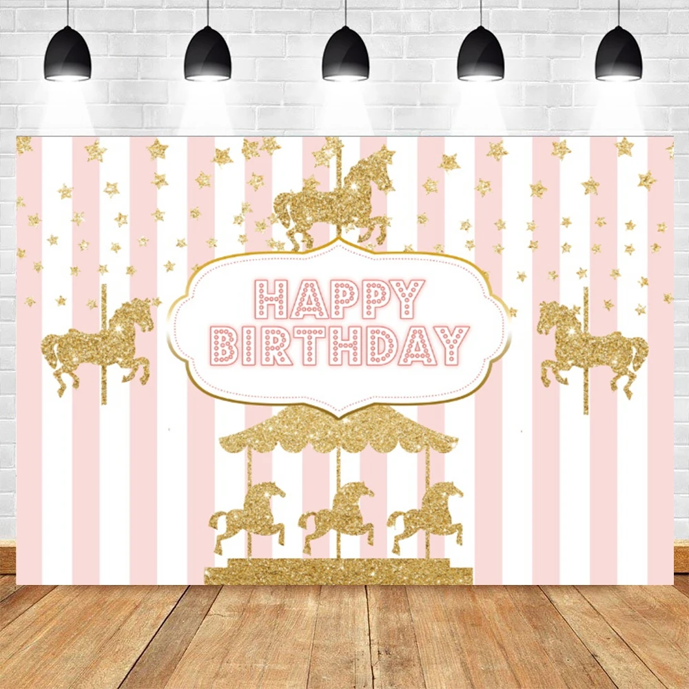 Baby Shower Carousel Party Photography Backdrops for Photo Studio