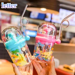 Tasse d'alimentation en forme de baleine pour enfant en bas âge, pour l'extérieur, motif dessin animé, avec vaporisateur d'eau, en paille 