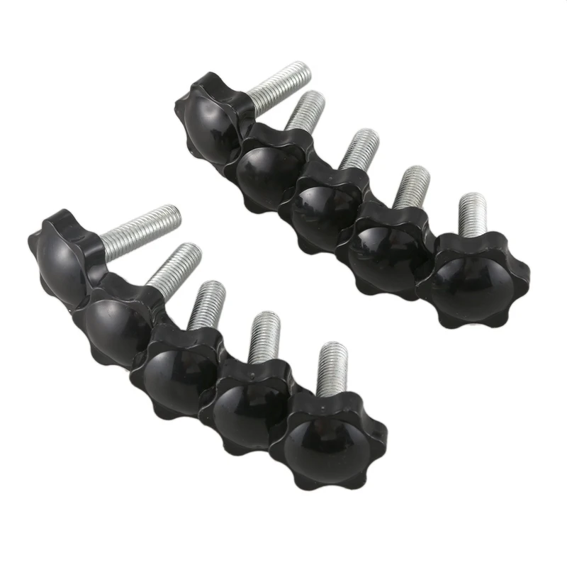 

10 Pcs M8x30mmx32mm Male Thread Hex Shaped Head Clamping Screw Knob