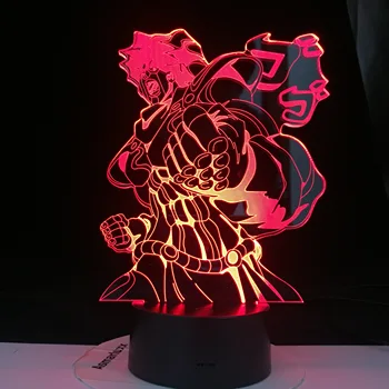 

Japanese Anime Remote Control Base Table Lamp Jojo's Bizarre Adventure Star Platinum for Children Study 3D Led 7 Colors Light