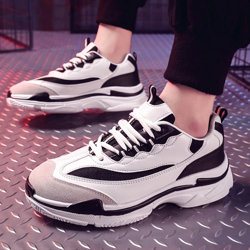 

Mens Shoes White Black Lace-Up Sneakers Fashion Spring Autumn Breathable Casual Shoes Brand Designer Dad Shoes Zapatos De Hombre