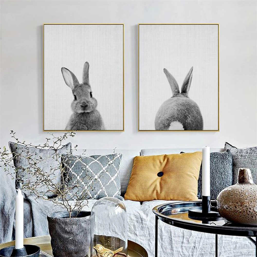 

Cute Animal Rabbit Bunny Butt Tail Canvas Painting Baby Nursery Art Poster And Print Painting Pictures on the wall