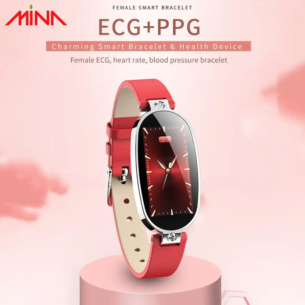 

B79 Female Smart Bracelet Fitness Tracker PPG ECG Blood Pressure Call Reminder Color Screen Health Waterproof Bluetooth Watch