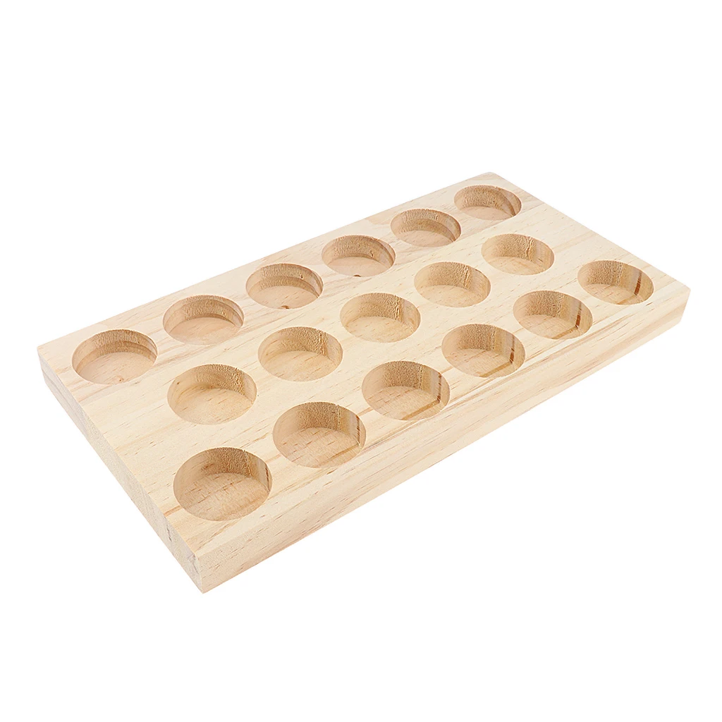 Natural Wood 15ml Essential Oil Display Stand, Cosmetic Organizer Rack, Nail Polish Storage