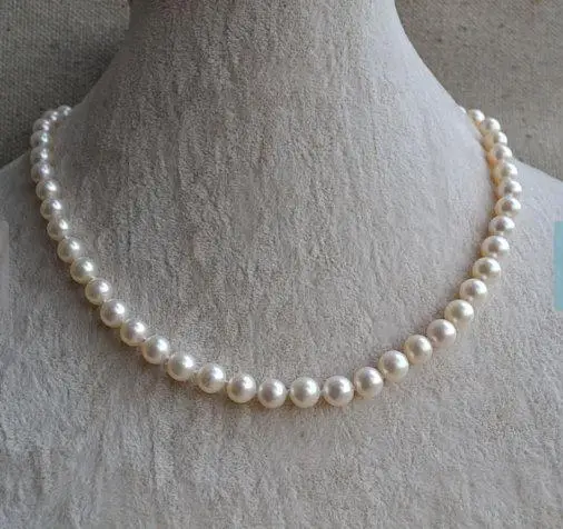 

Unique Pearls jewellery Store 6-7mm White Color Round Genuine Freshwater Pearl Necklace Charming Women Jewelry Gift