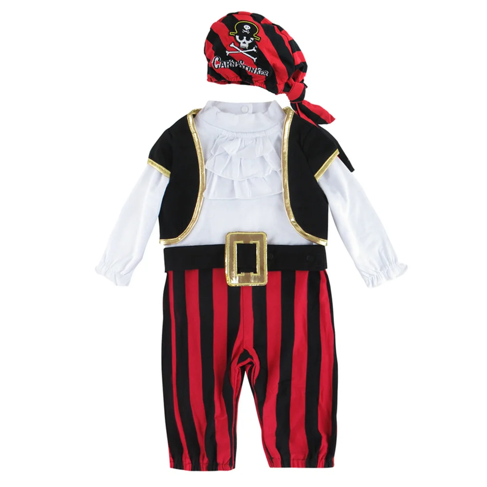 

4 PCS Baby Boy Clothes Toddler Pirate Captain Cosplay Rompers Fancy Halloween Costume Bebe Carnival Cos Romper