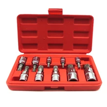Kit de douilles à trois cannelures carrées 12 points, 10 pièces, en acier S2 4mm 18mm JA55