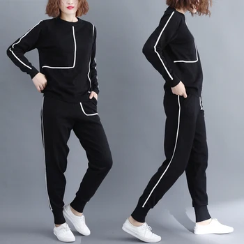 

Large Size Casual Fashion Womens 2 Piece Sets 2019 Knitted Literary Year-old Female Costume Costumes For Women Conjunto Feminino