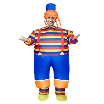 

Adult Funny Blow Up Striped Suspender Clown Inflatable Carnival Outdoor Performances Costume With Hat