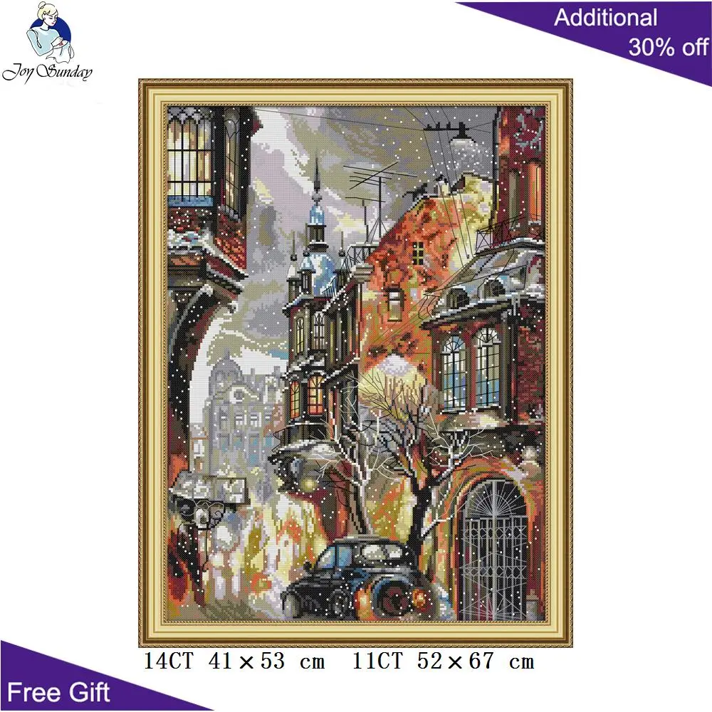 Joy Sunday зимняя уличная вышивка F971 14CT 11CT подсчитанный и отпечатанный домашний декор