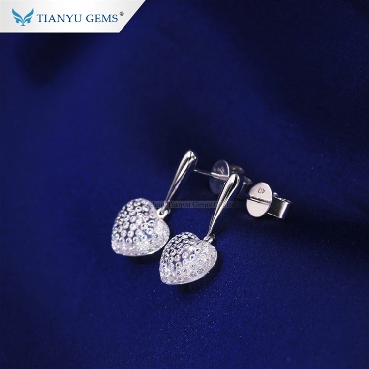 Tianyu драгоценные камни серьги из белого золота moissanite Установка Сердце Форма Серьги