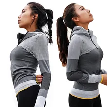 Gymkm, женские спортивные куртки для йоги, для тренировок, бега, фитнеса, Спортивная рубашка, пальто, дышащая толстовка с капюшоном, на молнии, толстовка, топы для спортзала