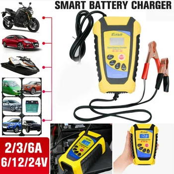 

12-24V 3A Full Automatic Car Battery Charger 110V to 240V ntelligent Fast Power Charging Wet Dry Lead Acid Digital LCD Display