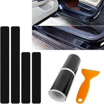 

4pcs/set Universal Car Door Sill Guard Sticker Anti Doorsill Accessory Welcome Sticker Carbon Protection Car Fiber Scratch E5M2