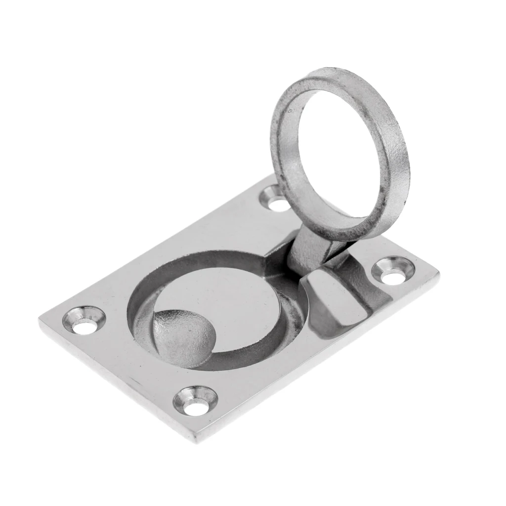 Boat Polished Stainless Flush Mount Lift Handle Ring Pull Hatch Deck Hinge