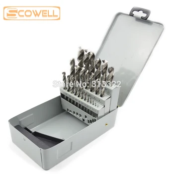 

30% OFF 25pcs SCOWELL Metal Box Drill Bits Set HSS 4341 / M2 Straight Shank Twist Drill Bits Kit for Wood ,metal and Plastic