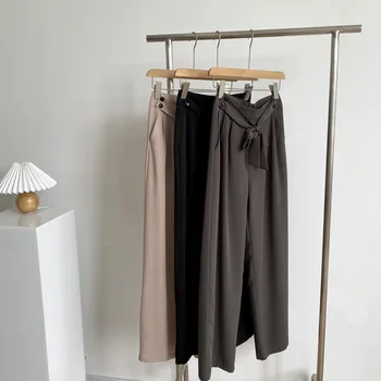 

Brand Fashion Women High-end Luxury Summer New High waist Slimming Straight Trousers Wide Leg pants