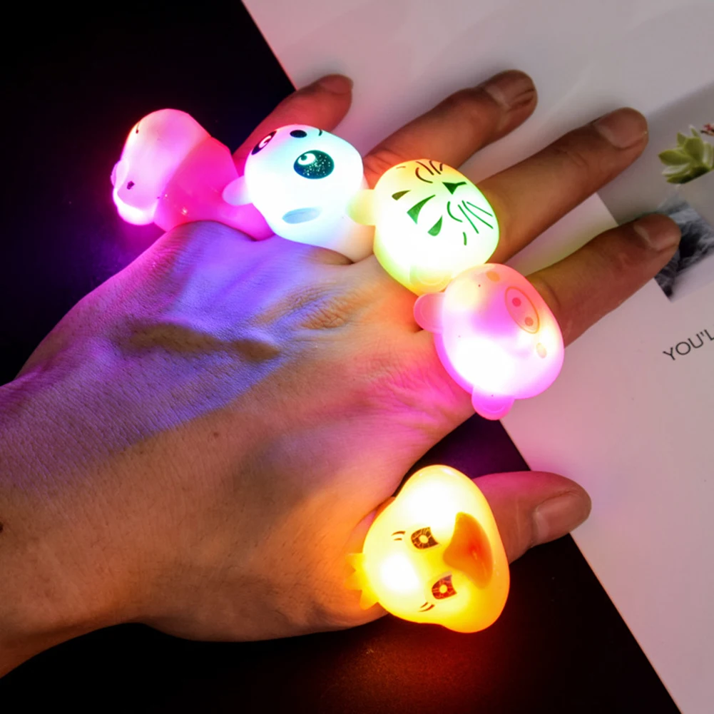Cartoon Animal Glow in Dark LED Light Up Ring Kids Children Toy Party Supplies so cute 4